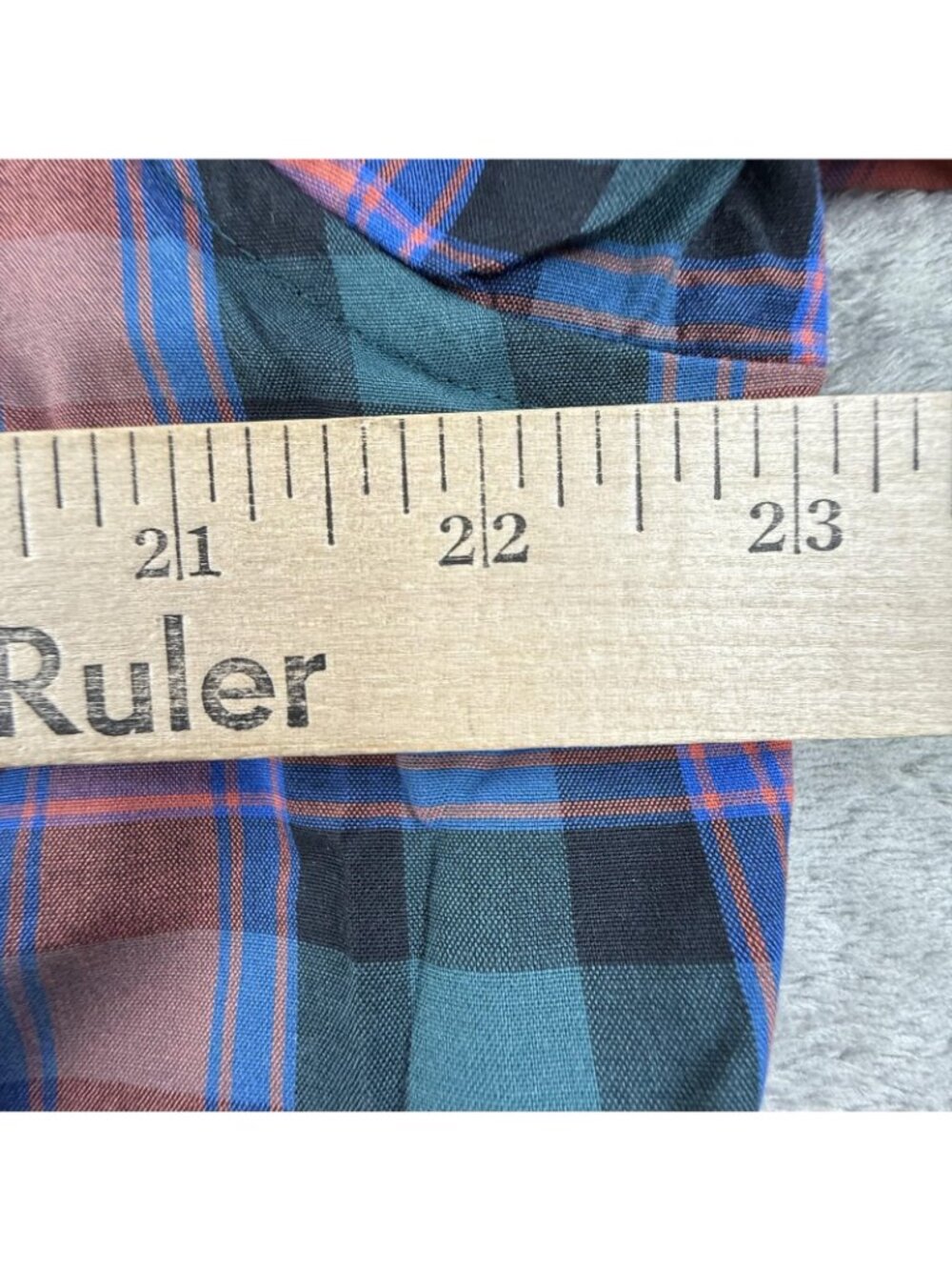 Duluth Trading Shirt Mens Large Green Pink Plaid Button Up Long Sleeve Untucked - Picture 13 of 16